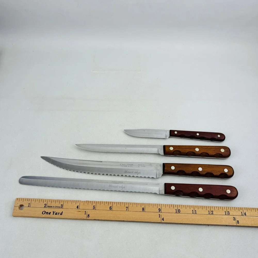 Case Cutlery 4 Knife Set Miracl-Edge Stainless Wood Paring Boning Carving Bread